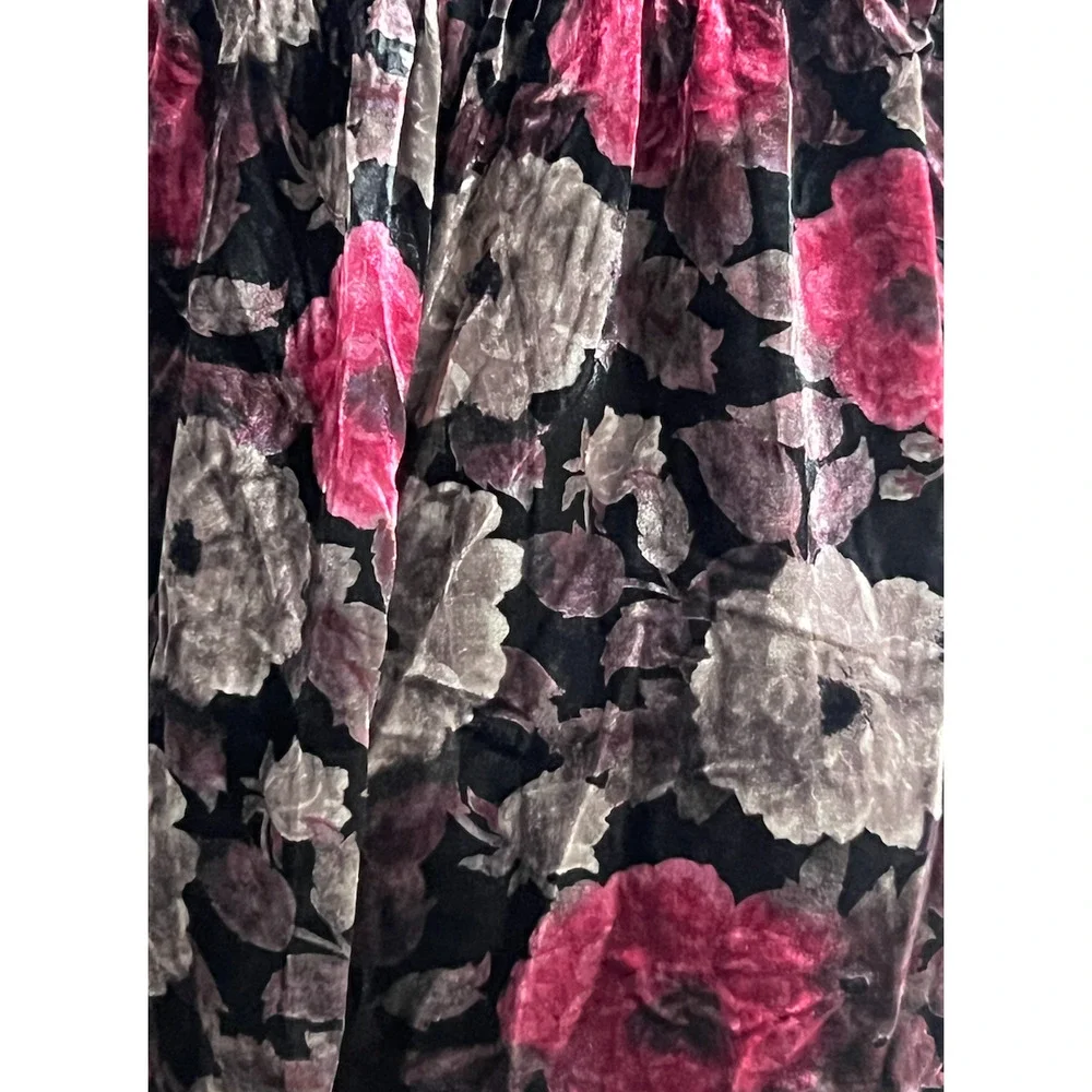 NEW FREE PEOPLE BLACK FLORAL LUNA VELVET STRAPLESS ROMPER SHORTS ONE PIECE SZ XS